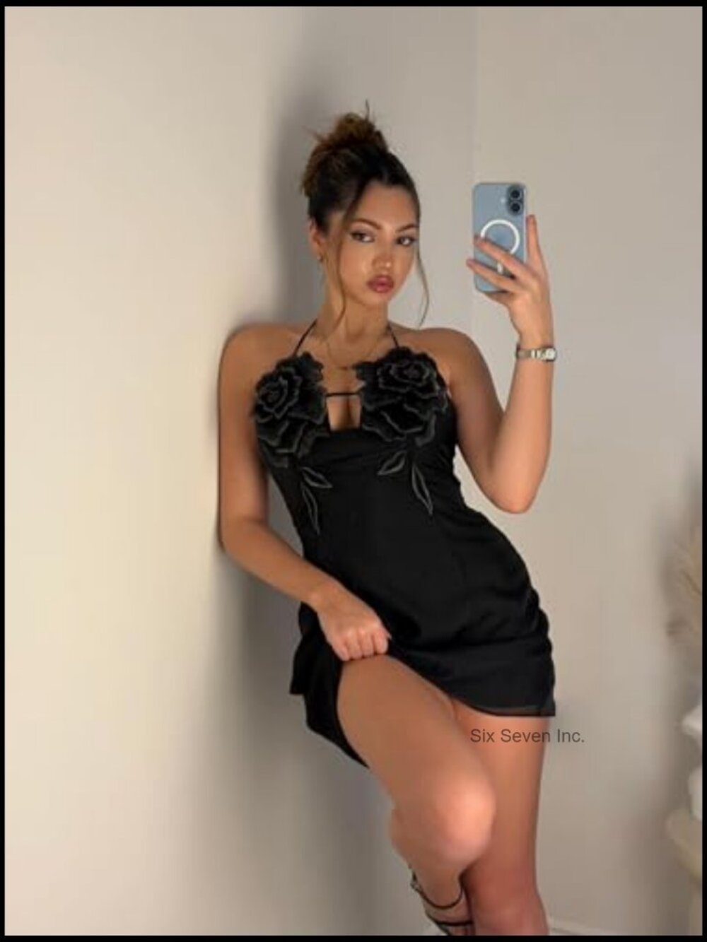 Women's Flower Embroidered Mini Dress, Polyester, Hand Wash Only - Picture 2 of 6